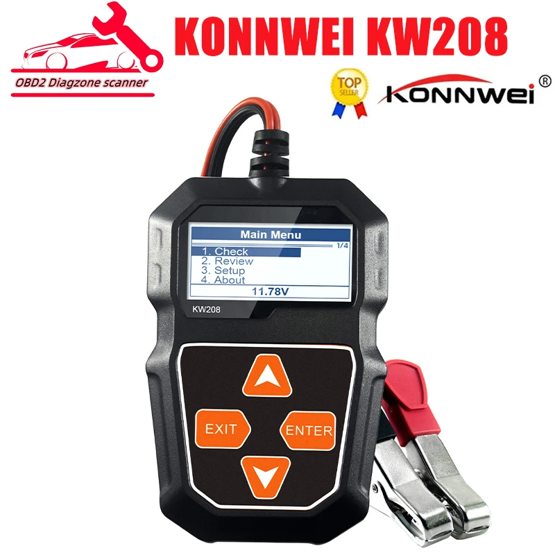 Konnwei KW208 12V Tester zaťaženia batérie Profesionálny Automotívny alternátor Analyzátor Test napätia vlny pre auto/motocykel