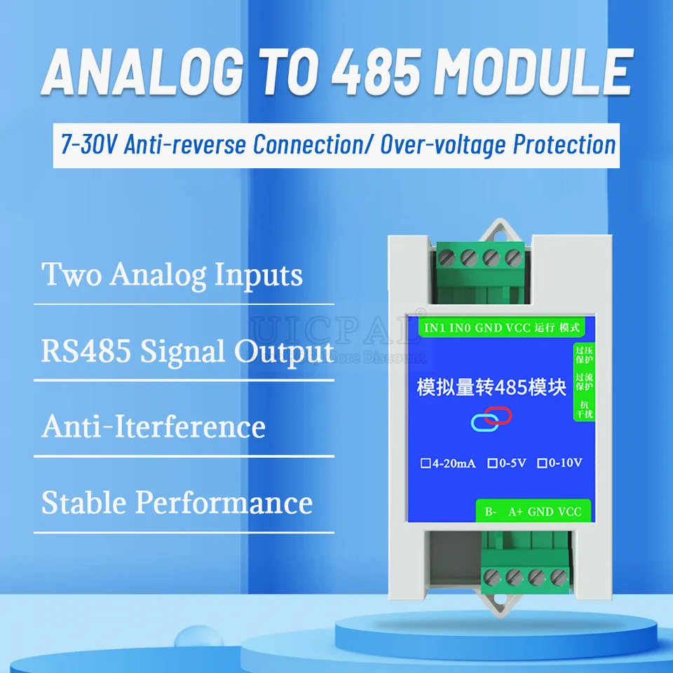 Konverzný modul Analóg 4-20MA 0-5V 0-10V na RS485 MODBUS RTU Protokol 2 4 8 kanálový digitálny RS485 Transformačné moduly
