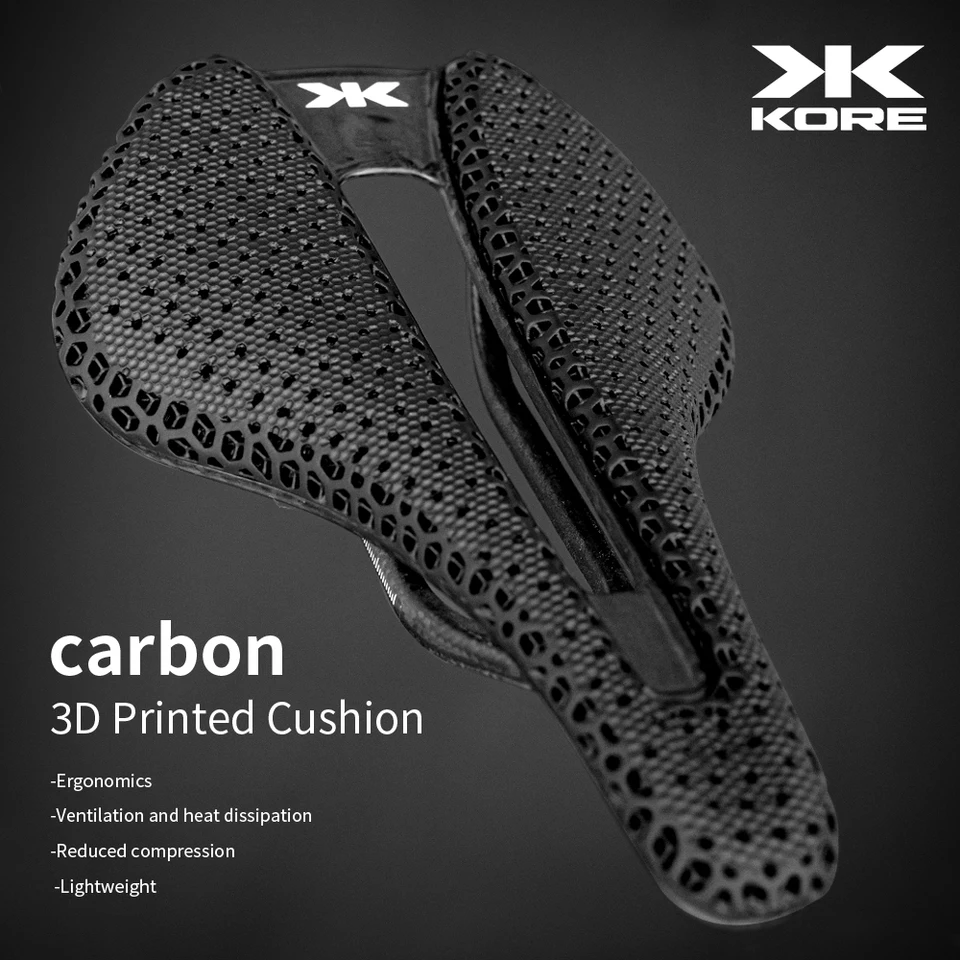 Kore bicykel sedlo 3D tlačený uhlíkový vankúš pre mužov pre mužov Dámsky triatlon Road Mtb Mountain Gravel Cycling Adsessory T55