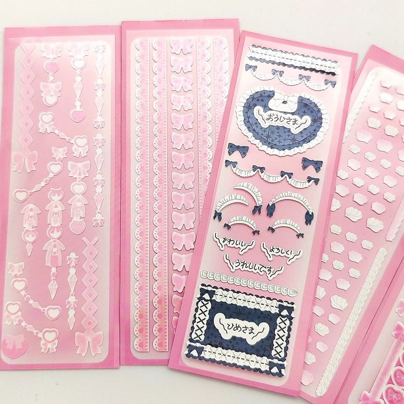 Korean Ins Girls Bow Lace Lace Series Stiapka ruky idol karta DIY album dekorácie scrapbooking nálepky kawaii kancelárske potreby