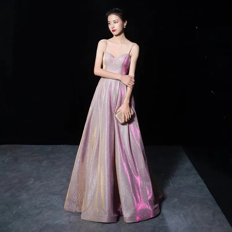 Korejepo 2024 Nový bar bankety šaty šľachetá elegantná sexy tenká celebrita hviezdna obloha dlhá šaty temperament večer Vestido ženy