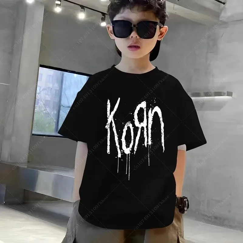 Korn Cartoon Rock Band Music Album T Trištle Boys Girls Girls Harajuku Metal Gothic Nadmernised Tričko letné bavlnené deti Krátke rukávy