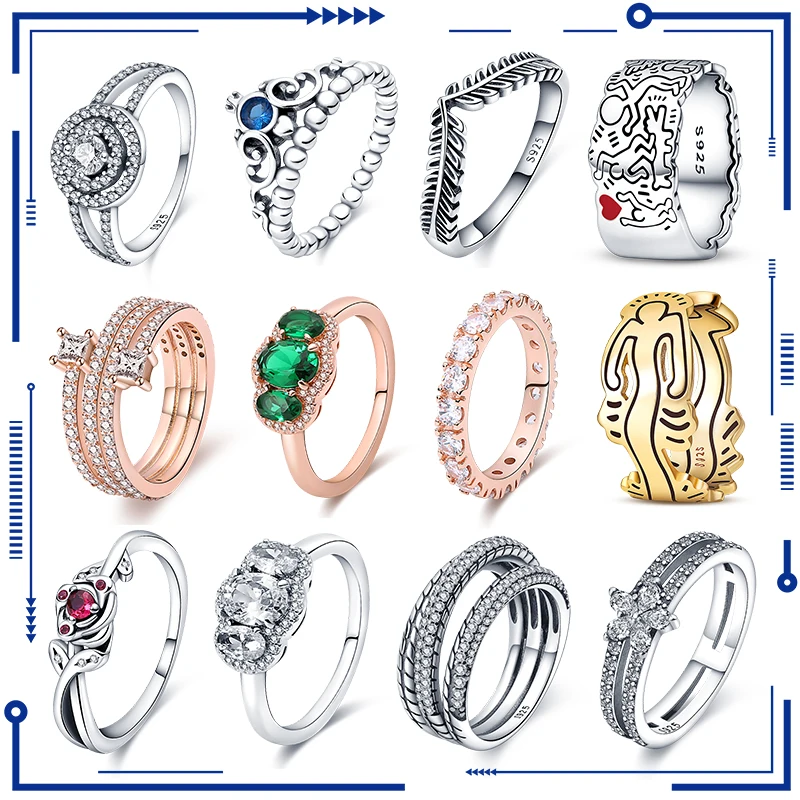 Korunové krúžky pre ženy 925 Sterling Silver Originálny certifikovaný ružový zlatý prsteň luxusné šperky zásnubné svadobné výročie darček
