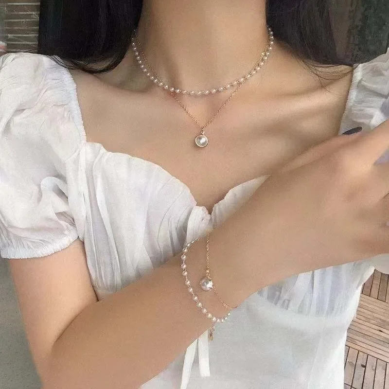 Korálky dámske reťazec krku Kpop perla skací náhrdelník Zlatá farba Goth Chocker Šperky prívesok náhrdelníkov 2024