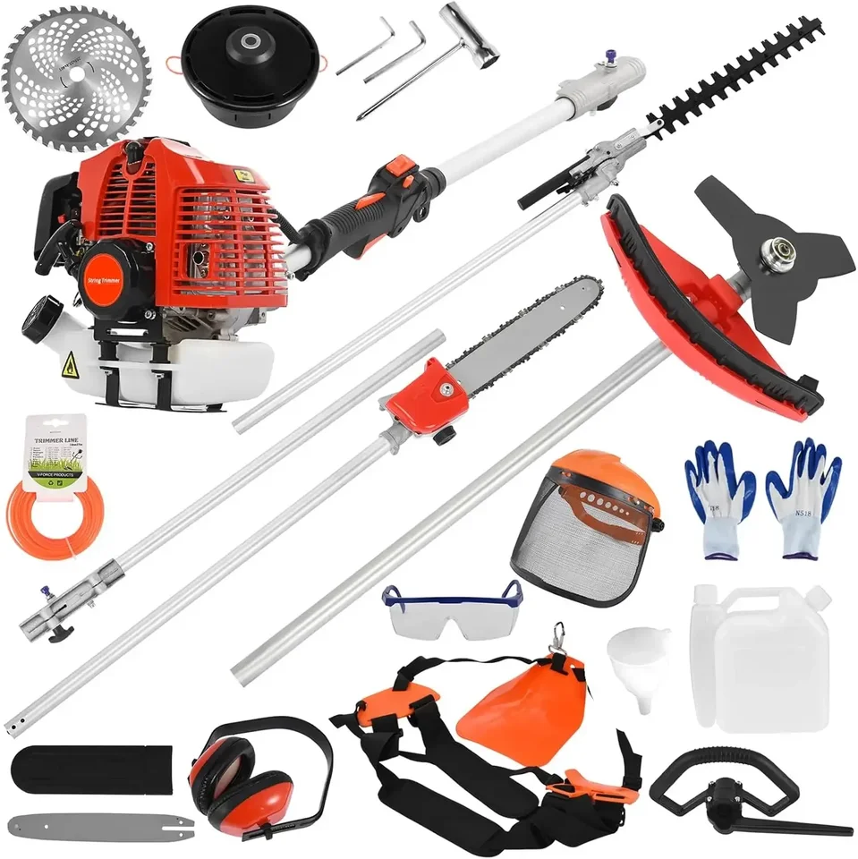 Kosačky na trávu, 5 z 1 buriny Eater Silný výkonný výkonný strážny príslušenstvo Hedge Trimmer 52cc benzínový hedžový zastrihávač
