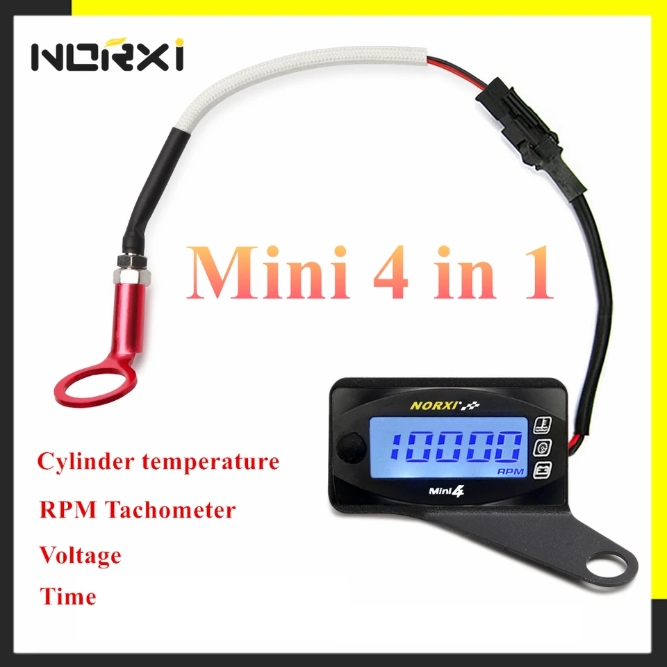 KOSO MOTO CALINDER HLAVY HLAVY HLAVY ČAS ČAS ORP RPM NORXI MINI 4 V 1 LED DIGITÁLNE DIGITÁLNE Štvorkoliek pre NMAX s držiakom