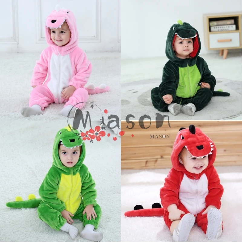 Kosty pre deti dinosaurus flanel kapucne jednotky