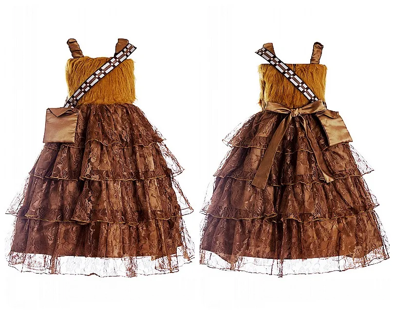 Kostým Chewbacca, malé dievčatká Chewbacca kostým tutu hnedá faux kožušina inšpirovaná tutu šaty chewbacca šaty BB8 BB-8 Rey Leia