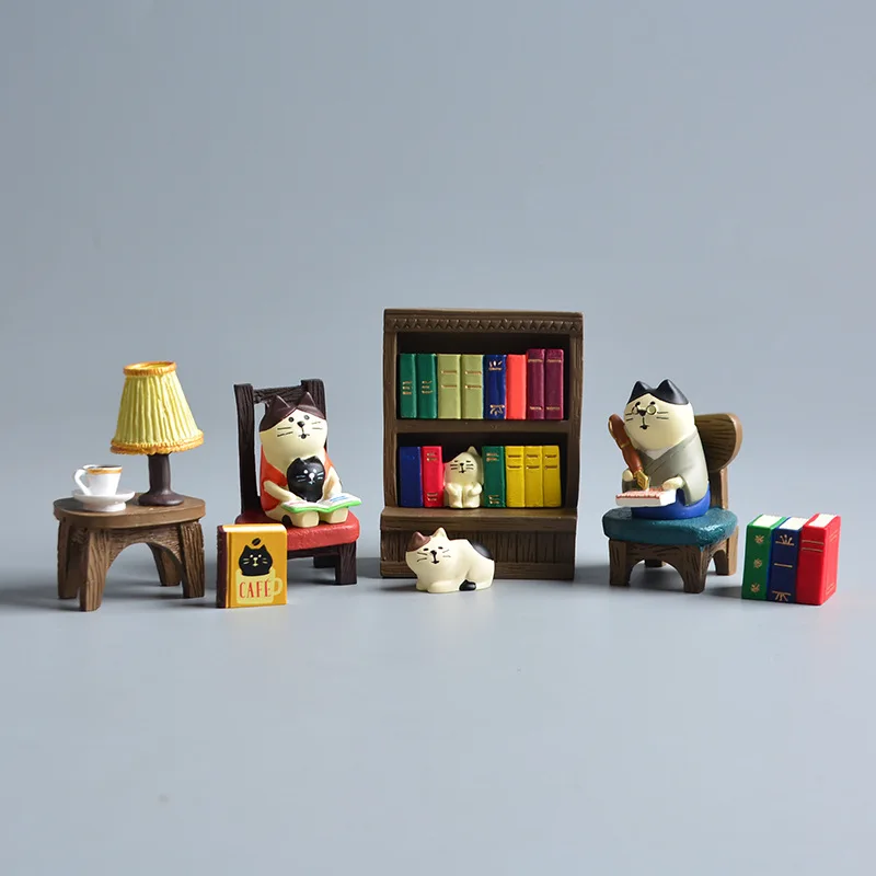 Koteta Japan Decole Animal Model Cat Mini miniatúrne figúrky Zakka živica remeselníka Domáca dekorácia vianočná narodeniny Hračka pre deti