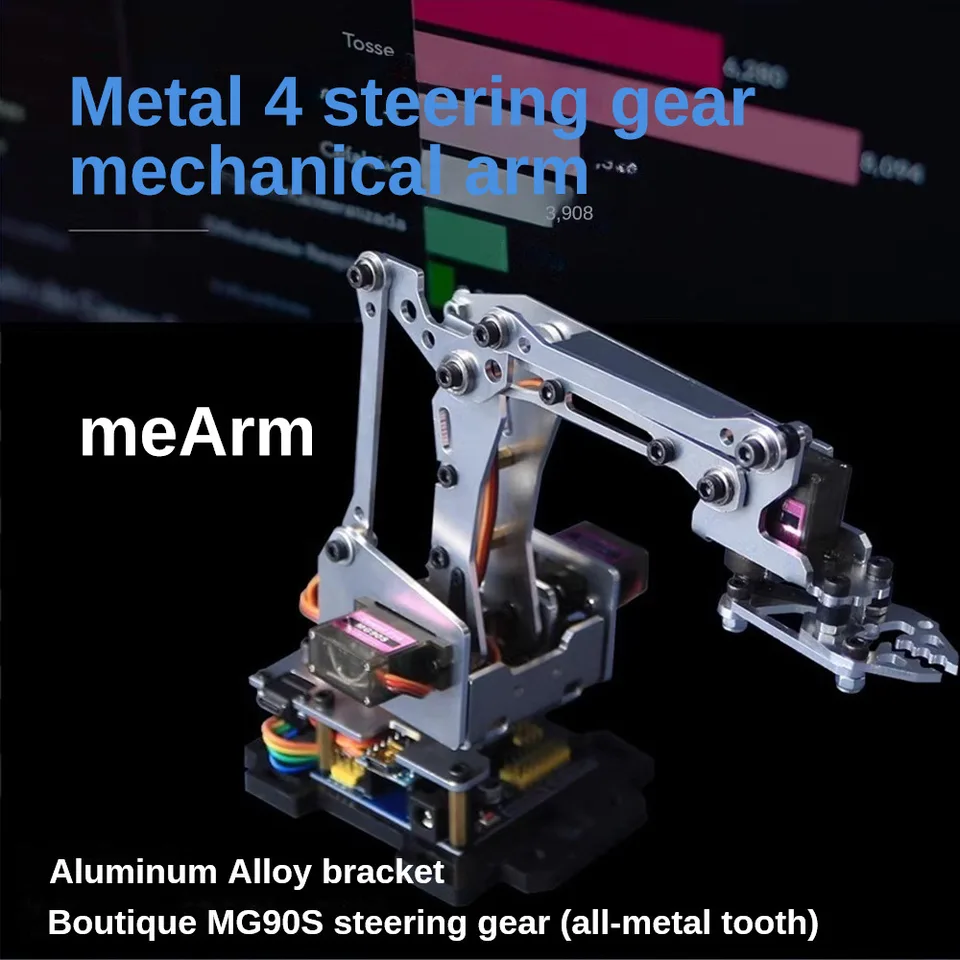 Kovová makovacia súprava robotov so 4 kovovými zariadeniami so 4 kovovými zariadeniami kompatibilnými s arduino robotickou ramenom ARM DIY Mechanical CLAW CLAMP