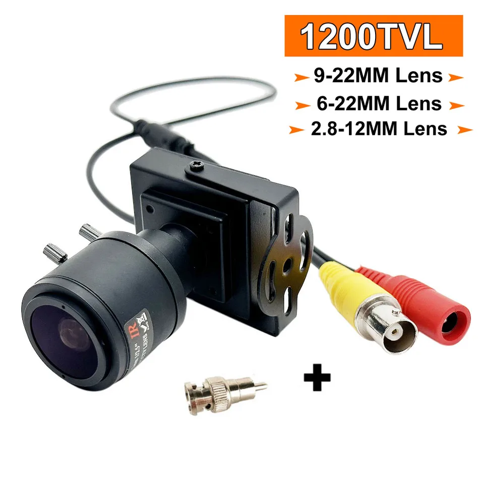 Kovová micro 1200TVL Mini Analógová videokamera 2.8-12/9-22/6-22 mm Varifokálna djustable šošovka pre bezpečnostnú CCTV fotoaparát predbieha predbiehať