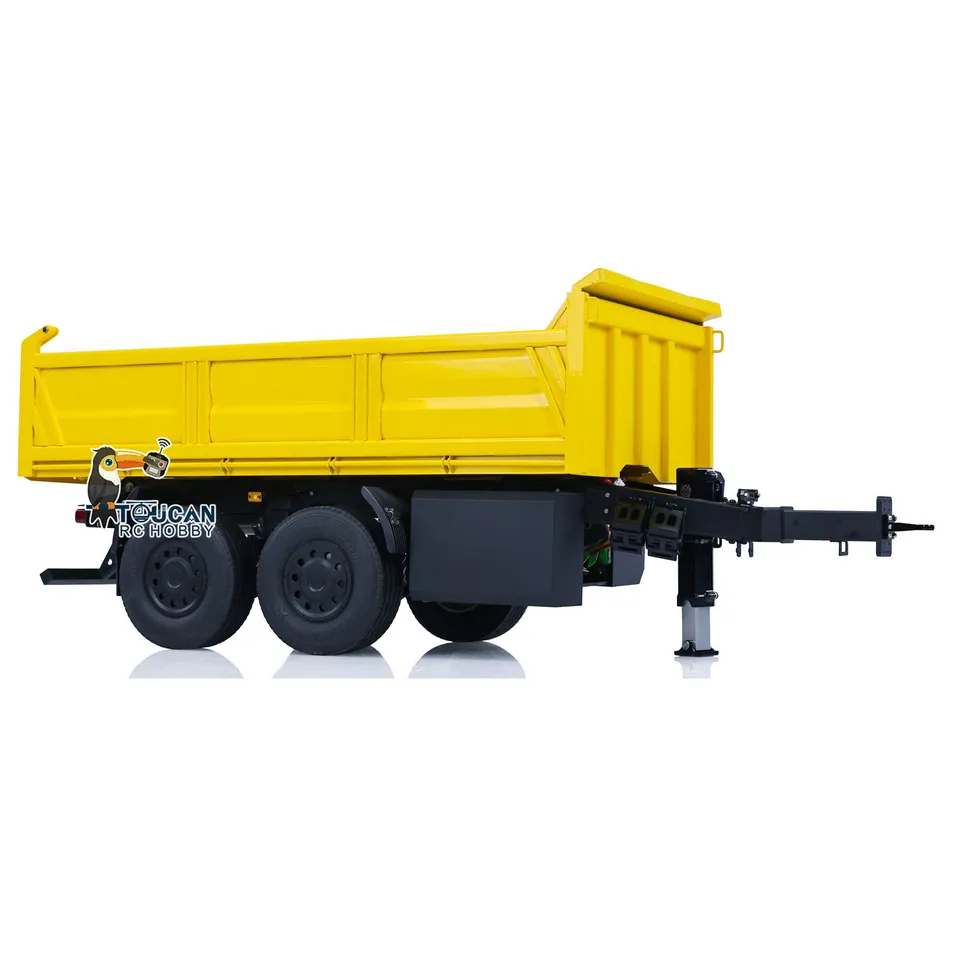 Kovové 2 nápravy 1/14 LESU RC Full Trailer Radio Control Hydraulic Dumper Toucan Trucks Tripper Hračky Model THZH1773