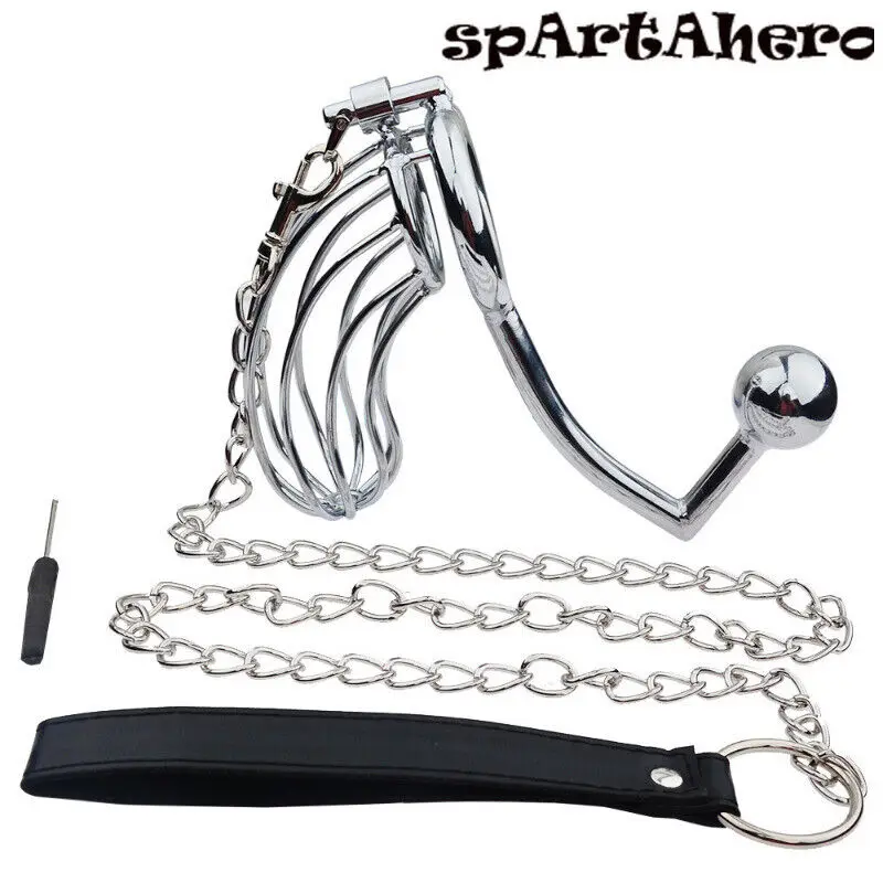 Kovové cudné klietky zástrčky Rings Rings Tool Lall Lopter Chastity Lockdown Zariadenie sexuálne hračky pre dospelé hry Roleplay