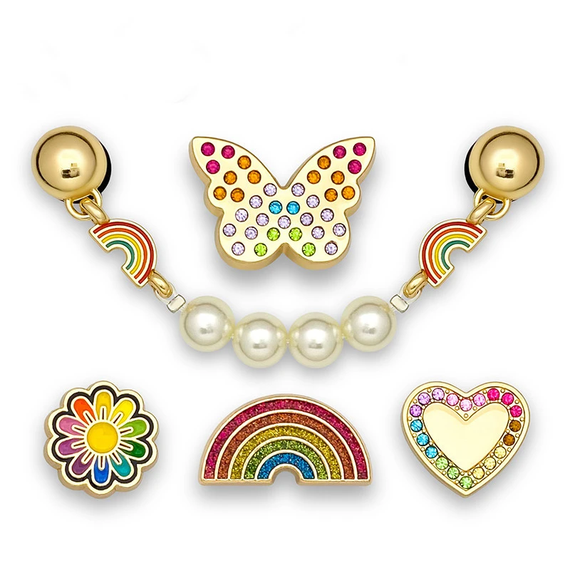 Kovové kúzla kovov kovová daisy topánka pracka Rainbow Diamond Fashion príslušenstvo pre krížové topánky