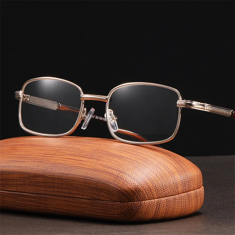 Kovové okuliare na čítanie s polovičným rámom Rám Men Men Dámske sklenené šošovky Presbyopia okuliare+0,5+0,75+1,25+1,75+2,25+2,75+4,5+5,5+6,0