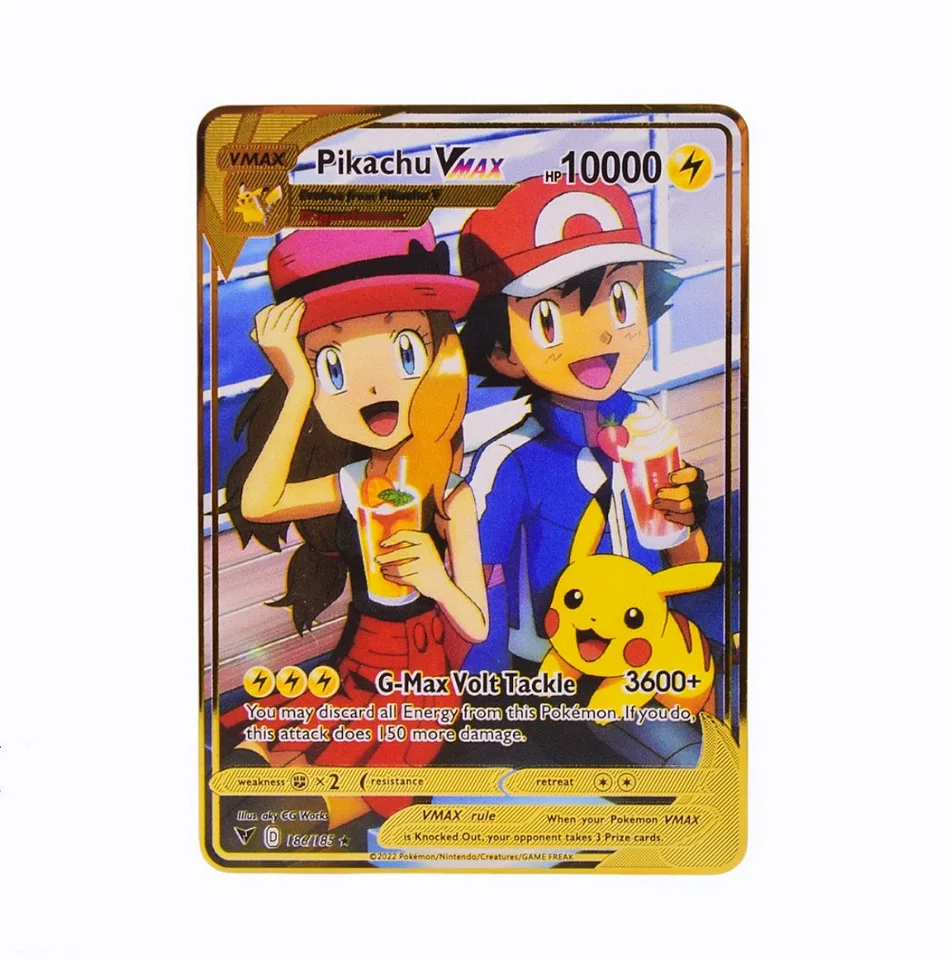 Kovové Pokémon listy Pokémon karta Pikachu vmax Charizard Lugia Vstar Mew Anime Games Cards