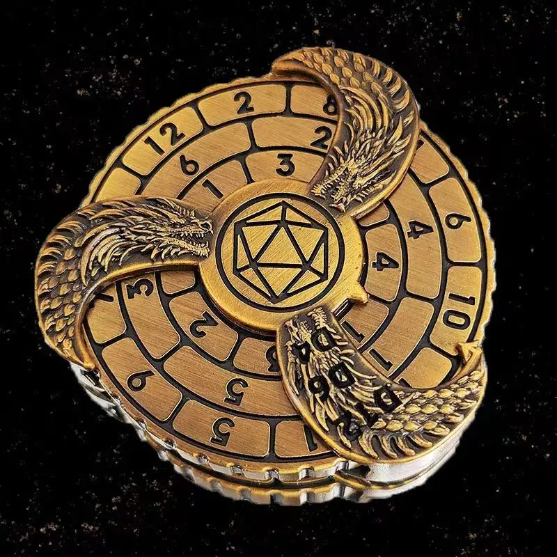 Kovové prsty gyro kocky pre žaláre a draky DND Game Dice Metal Spinner DICE, kocky Dragon Compass, Rotačné kocky rulety