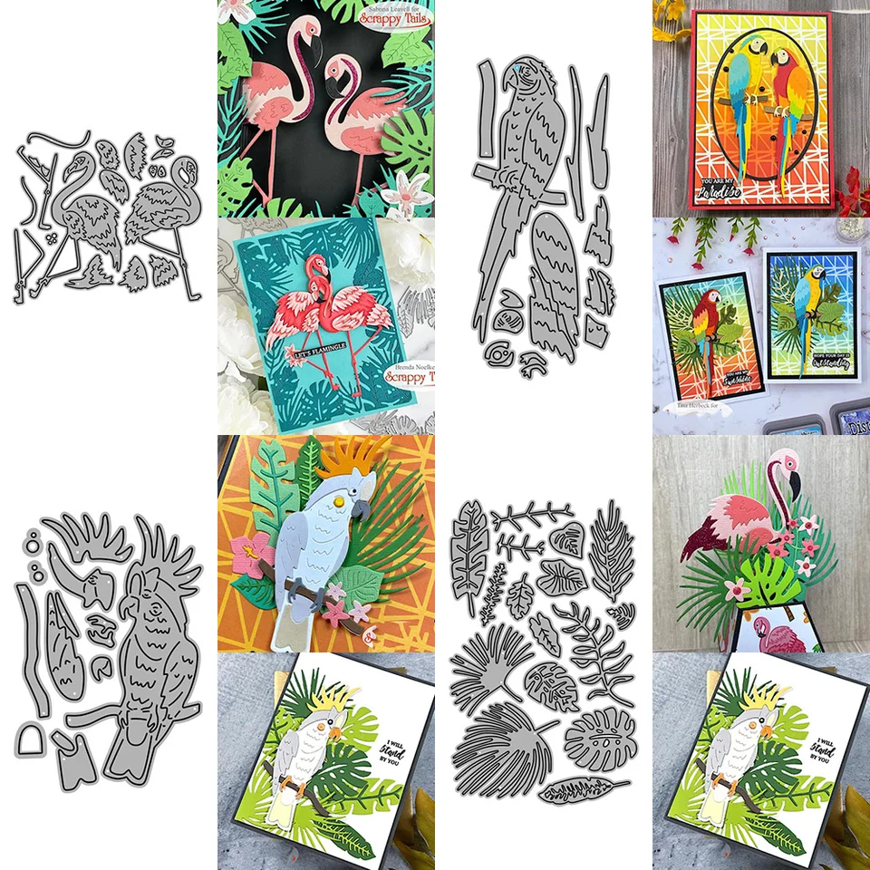 Kovové rezanie zomiera Parrot a plameniak DIY Scrapbooking Photo album Dekoratívne reliéfne papierok