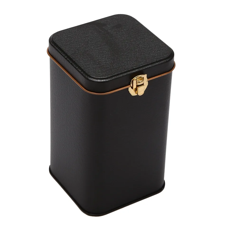 Kovové čajové plechovky Vysokok kvalifikovaného zámku Tinkplate Coffee Candy Storage Box Can Čierna