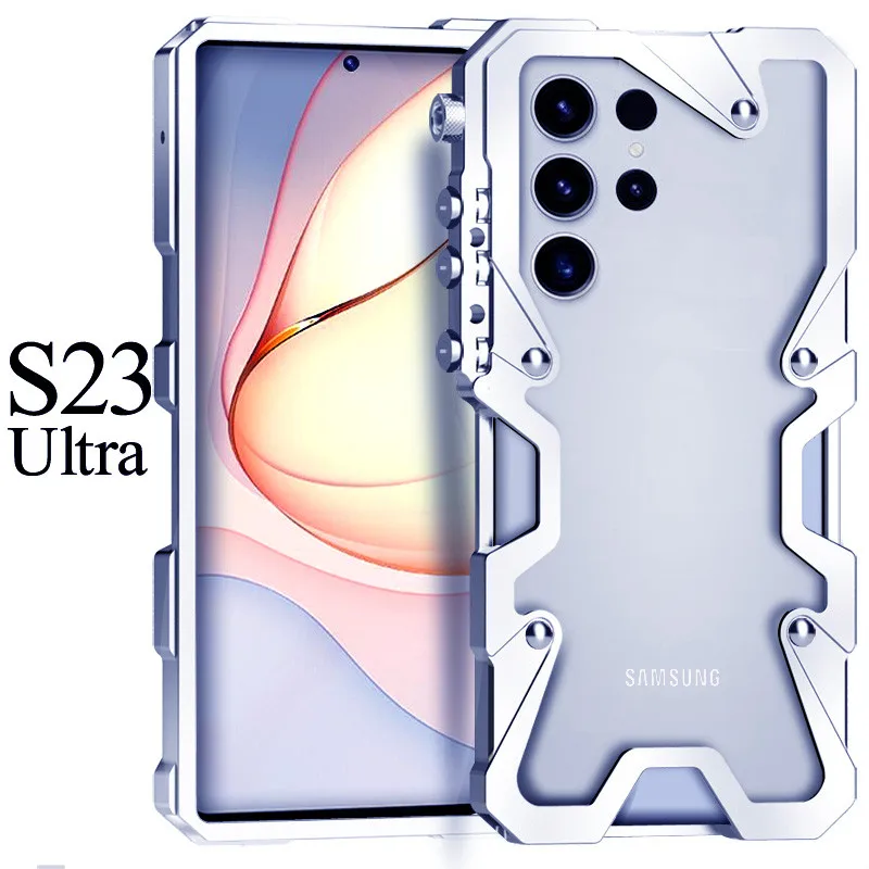Kovový kryt s kovovými skrutkami Armor skrutkovač pre nárazový kryt pre Samsung Galaxy S23 ultra hliníkový nárazník puzdro
