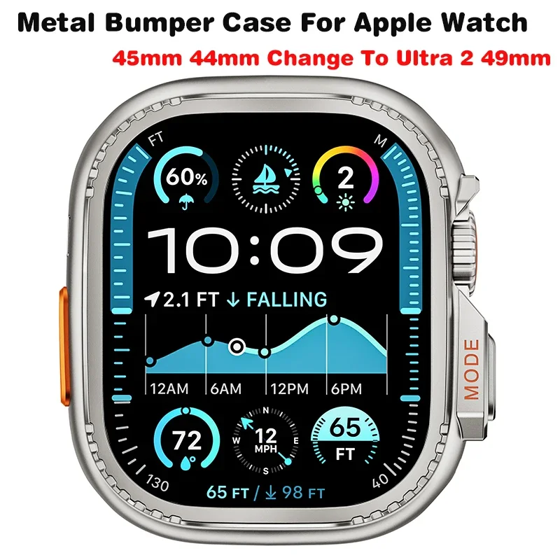 Kovový nárazník pre Apple Watch 45 mm 44 mm kryt chrániče pre IWatch Series 9 8 7 6 5 4 SE 45 mm Zmena na ultra 2 49 mm