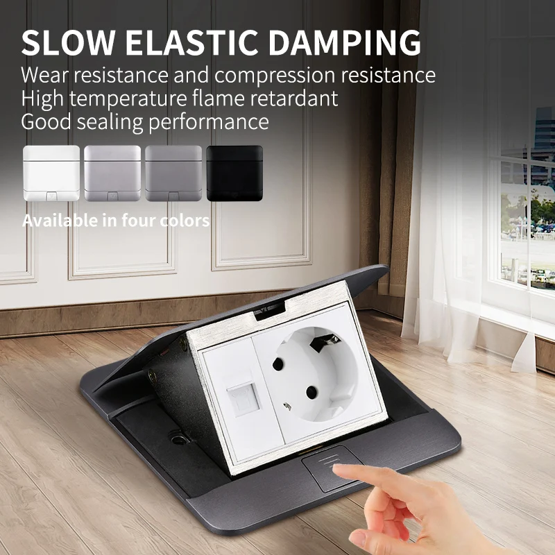 Kovový panel EÚ Štandardný skrytý typový stolík 2/3 Way Outlet USB/EUR/Universal/FR Office Cabinet Hliník 120x120mm