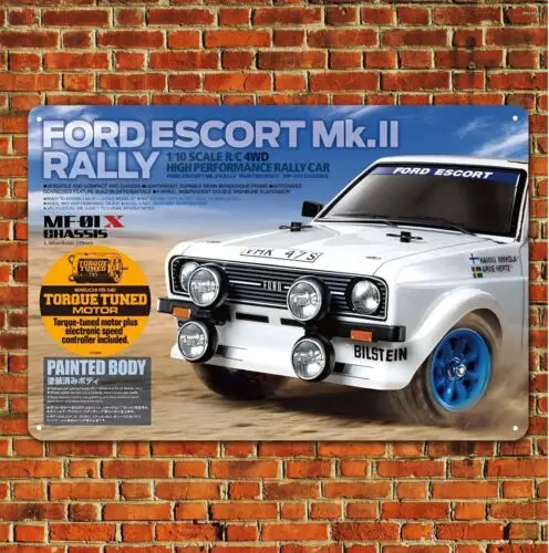 Kovový plagát vintage rc coin znak plaque tamiya escort rally mf01 boxart