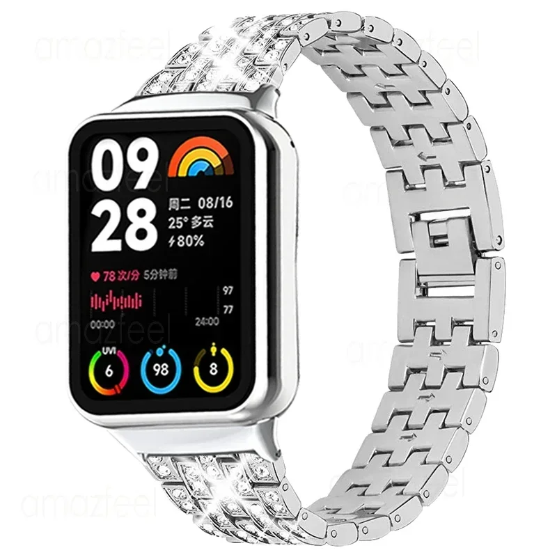 Kovový popruh pre MI Band 8 Pro Diamond Link Bracelet pre Xiaomi Mi Band 8 Pro Smart Watch Accessories for Mi Band 8 Pro Wristband
