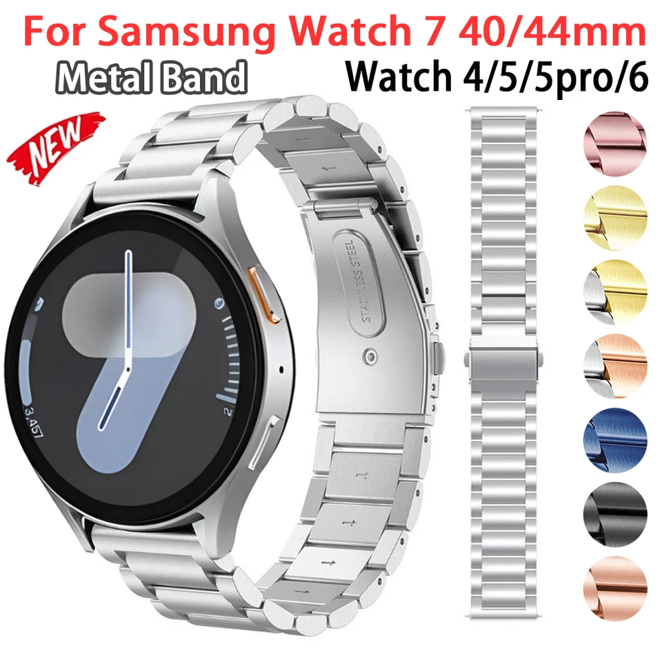Kovový popruh pre Samsung Galaxy Watch 7 5 4 40 mm 44 mm pásmo z nehrdzavejúcej ocele pre Samsung Watch 6 43 mm 47 mm obchodný náramok Correa