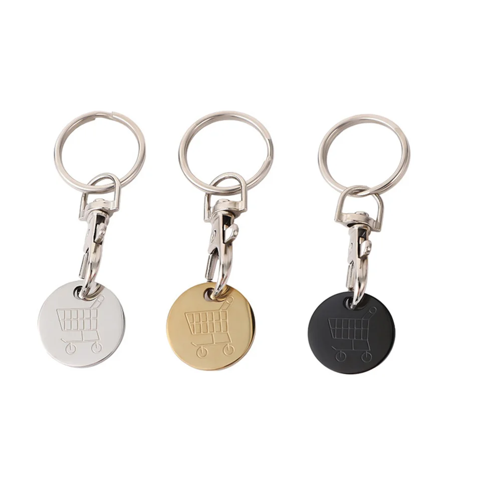 Kovový prenosný nákupný vozík odstraňovača Key Ring Universal Supermarket Token Chip s háčikom praktickým odolným kľúčovým reťazcom