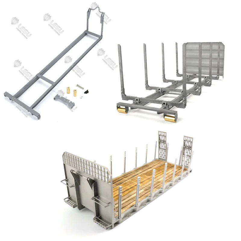 Kovový prívesový batožinový nosič ploché posteľné rampy pre lesu 1/14 MAN 8*8 ROL ON/OFF RC Tipper Truck Hračky pre hračky