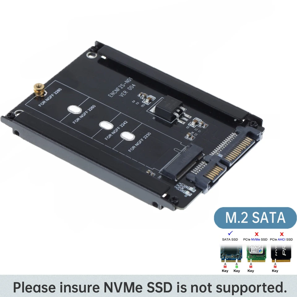 Kovový puzdro Cy B+M Socket 2 M.2 NGFF (SATA) SSD až 2,5 SATA Adapter pre 2230/2242/2260/2280 mm m2 NGFF SSD SISD STIVE STATION PLITÁR
