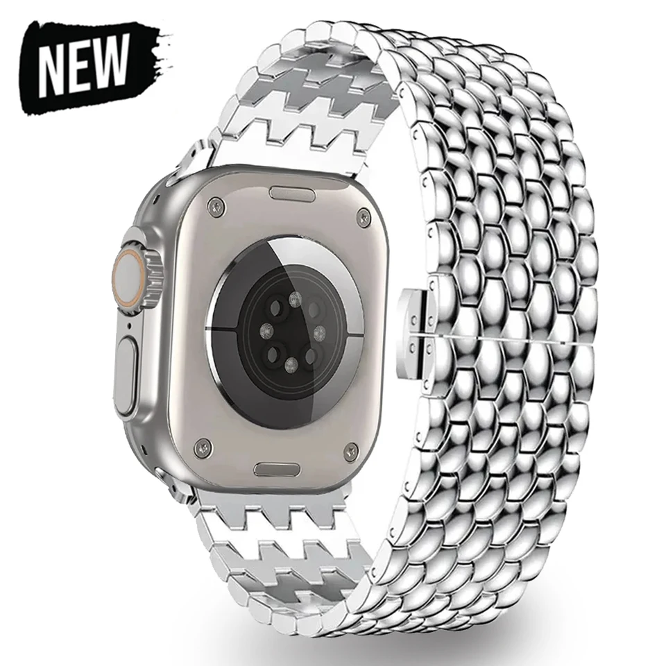 Kovový pás pre Apple Watch 6 7 8 5 4 SE 44 mm 45 mm 41 mm 40 mm 38 mm 42 mm náramok opaska pre Iwatch Ultra 2 49 mm drakový remienok