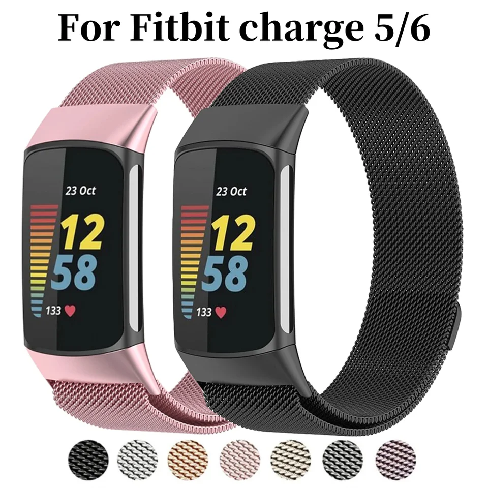 Kovový pás pre fitbitový náboj 5 6 Smart Wacth Mesh Magnetic Loop Sport Strap pre fit bit bit