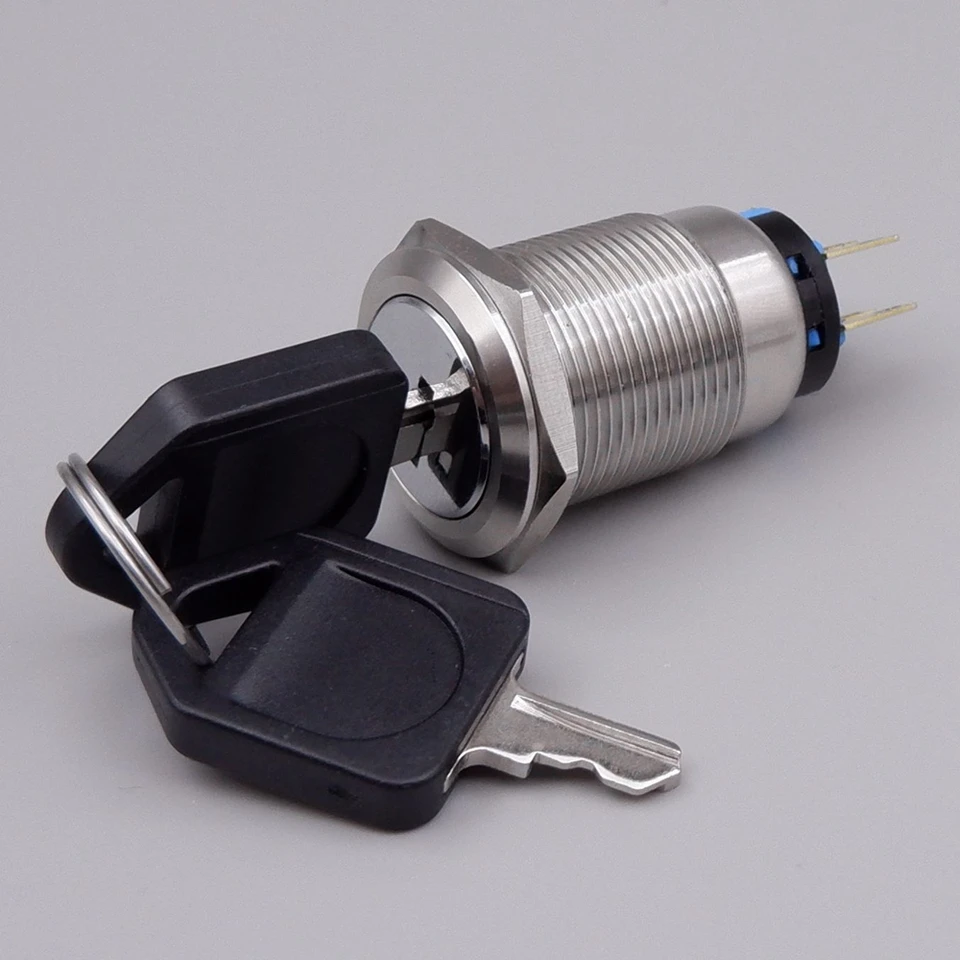 Kovový spínač Key Key Key 2/3 Poloha 16/19/22 mm z nehrdzavejúcej ocele Self-Locking Fixation Knob spínač vodotesného tlačidla s kľúčom