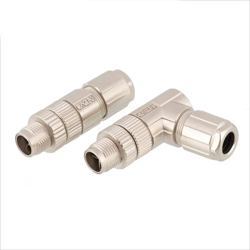 Kovový škrupina M12 x Typ kódovanie Nivet Crimping PCB Panel Mount Malí zástrčka samica objímka 8 PIN Podolný letecký konektor adaptér