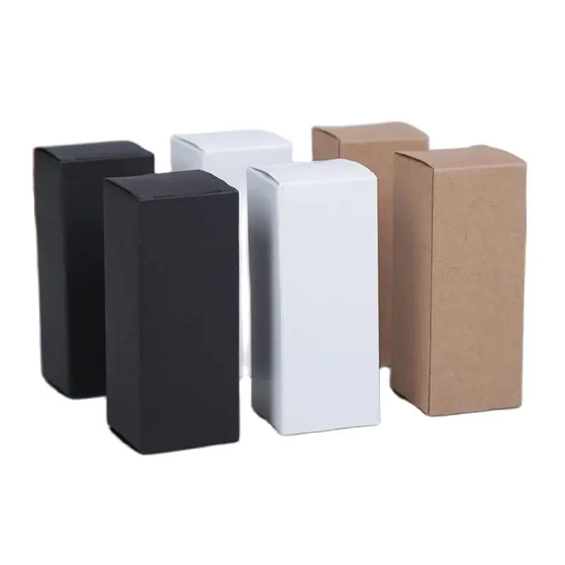 Kozmetický papierový krabica Kraft, biela, hnedá, čierna lepenka, balenie remeselných sviečok, 5 ml, 15 ml, 20 ml, 30 ml, 50 ml, 100 ml