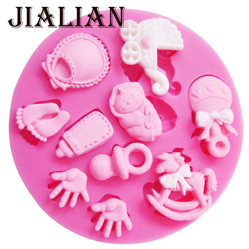 Kočíka pre bábätká kočíka trójske kone pre fľaše bradavky na košík čokoládový koláč zdobenie náradia DIY Fondant Silikone T0300