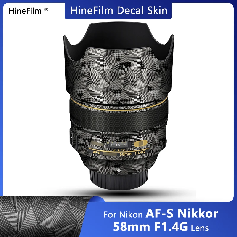 Koža Hinefilm pre Nikon AF-S 58 F1,4G Dozkávanie šošovky Koža Nikkor 58 mm f/1,4g obalový kryt 58 F1.4 Film s nálepkou objektívu 58 1,4 pokožka