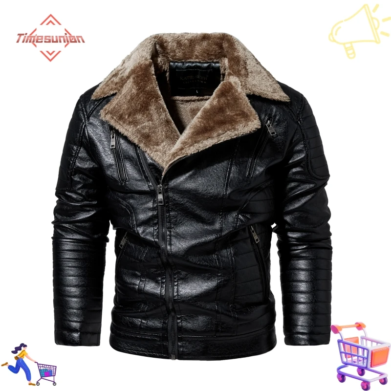 Kožená bunda muži zimné fleece motocykel PU kožená bunda Pánske klopa neformálne veterné breaker ropa de hombre štíhly kabát 6xl