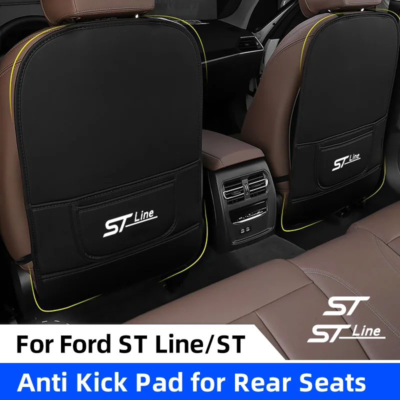 Kožená chránič chrániča sedadiel pre chránenie pre sedenie pre Ford St Stline Mk3 Mk4 Focus Kuga Fiesta Auto Auto sedadlo chrbta chrbta detských rohoží Anti-Kick Mats