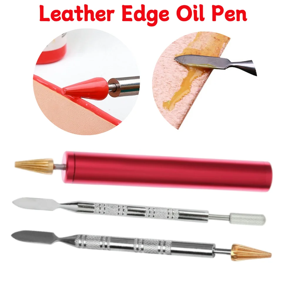 Kožená hrana farby remeselníky Mosadz hlava Edge Olej Lelepenie farbiva Pero Edge Roller Appller Speed ​​Hread Roller Nástroj pre kožu