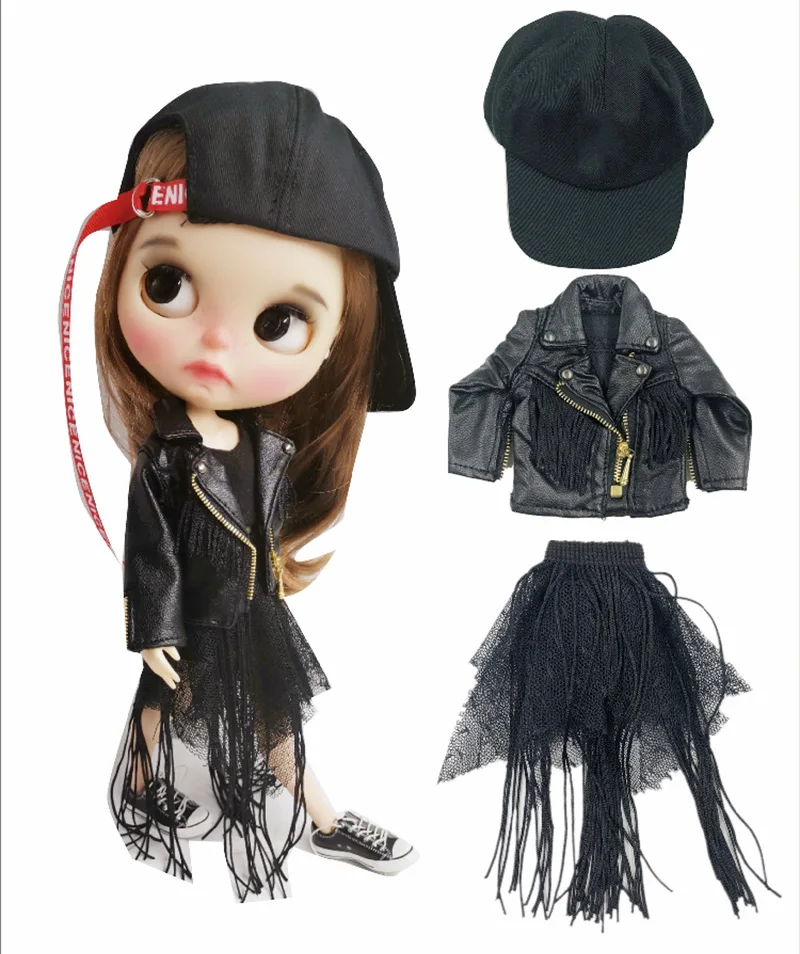 Kožená kabát a tok Cool's Clothess Art Flow musia sukne alebo klobúk pre šaty Azone S OB24 Blyth súpravy pre 1/6 bábik