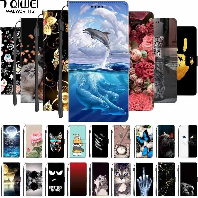 Kožená kniha pre obálku pre Oppo A54S A72 A52 Case A53 A53S Wallet Flip Cat Coque pre Oppo A91 A 91 54S PRÍPAD PRÍPADOVÉHO PRÍPADOVÉ