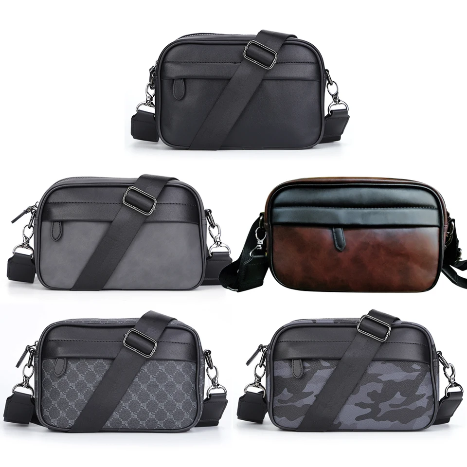 Kožená krížová satchel klasický vzor Castter Business Men Men Ramery Crossbody Bag Small Square Plaid Designer pre cestovné práce
