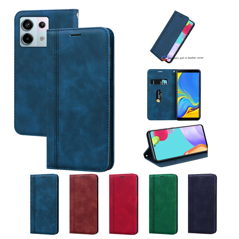 Kožená peňaženka Flip Pase pre Xiaomi Redmi Poznámka 13 Obálka držiteľa kníh pre kartu pre Redmi Note 13 PRO 4G 5G 13C A1 A2 Plus A3