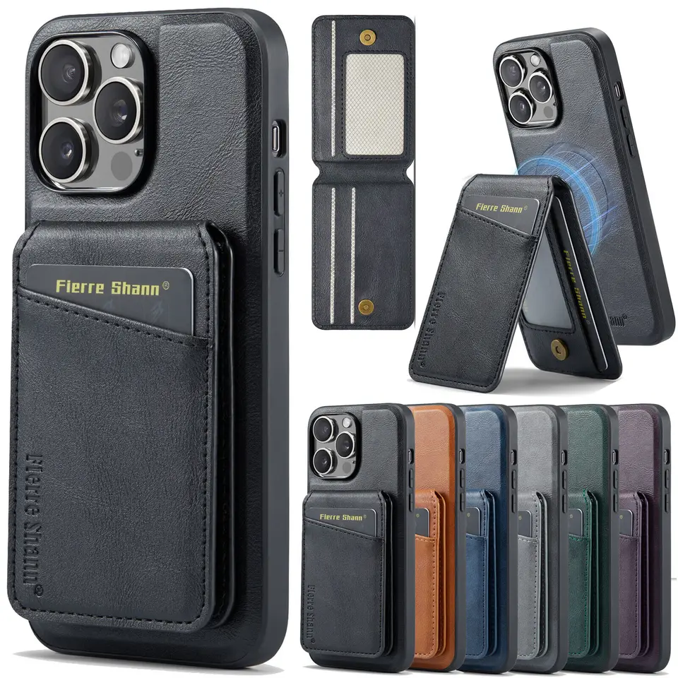 Kožená peňaženka Odnímateľná puzdro pre iPhone 15 14 plus 13 12 11 Pro Max Magnetic pre Magsafe Wireless Nabíjanie Kickstand Cover
