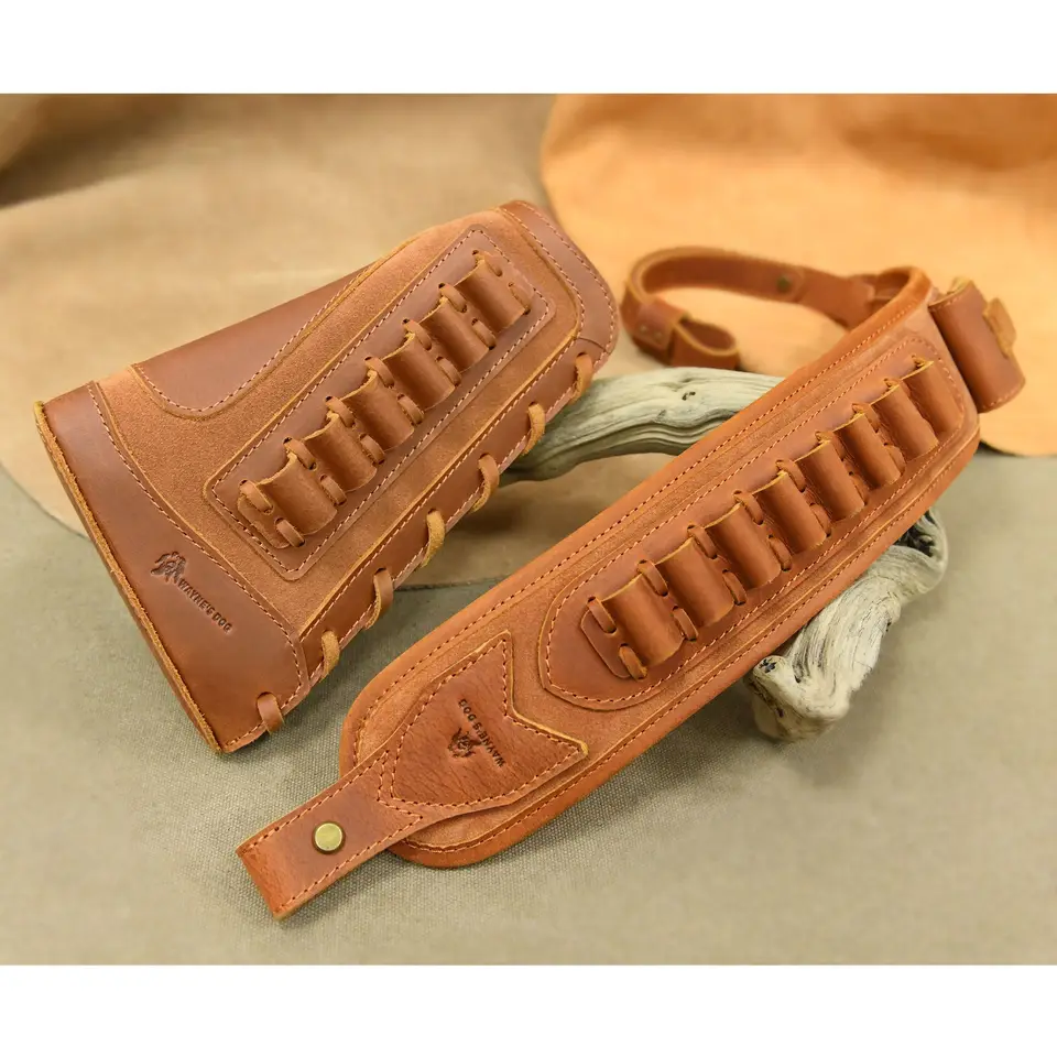 Kožená pušková brokovnica Buttstock lícny kryt so zhodným popruhovým popruhom pre 0,45/70,44 MAG .22Mag .30/30,308