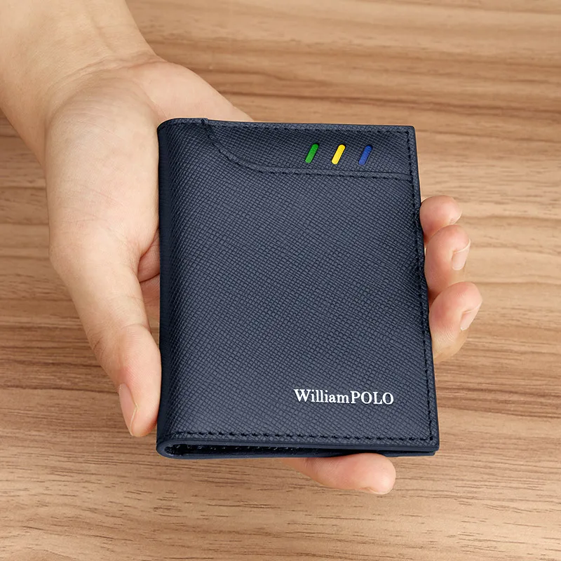 Kožená taška na mini karty, módne a ultra tenké držiak na kartu Pánska, personalizovaná malá peňaženka