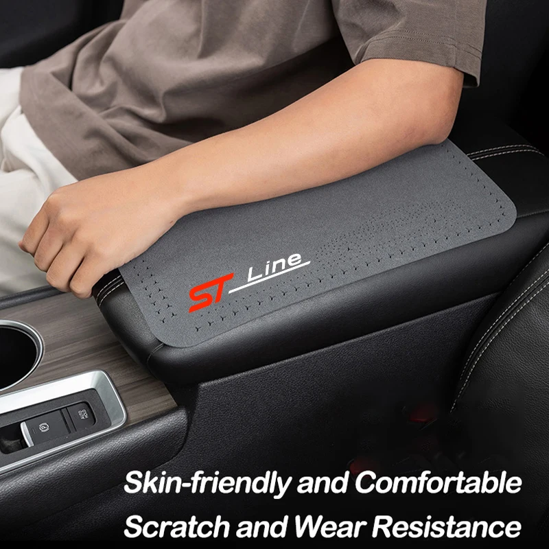 Kožené auto stredné lakťové lakťové opierky Mat z konzoly Rast Seat Mat Interiér pre St Line Focus Fiesta Puma Mondeo Auto Aucessones